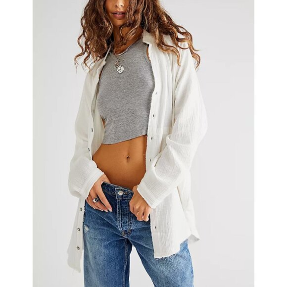 🎉LAST CHANCE🎉 FREE PEOPLE We The Free Summer Daydream Buttondown / White - Picture 2 of 16